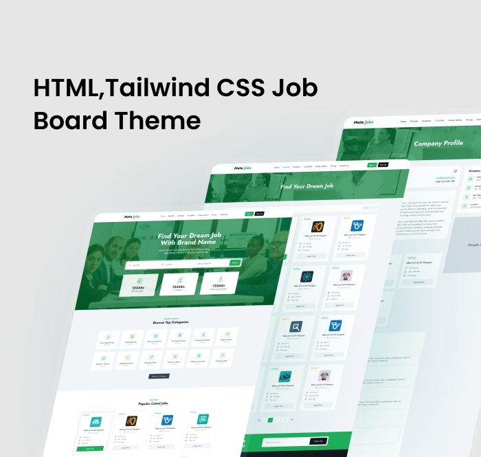 Metajob- HTML,Tailwind CSS Job Board Theme preview